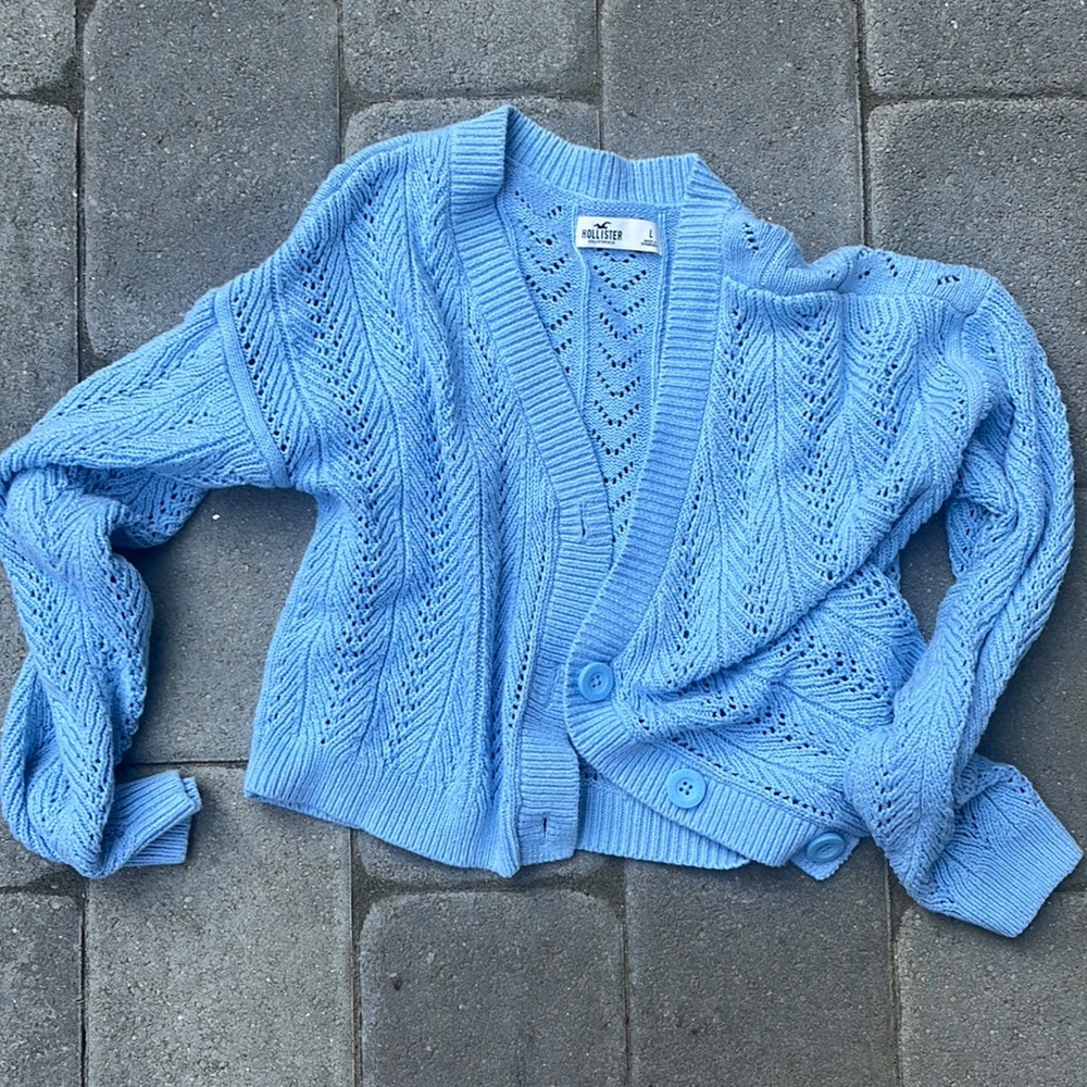 Hollister button up blue sweater, little cropped. 5 for shipping